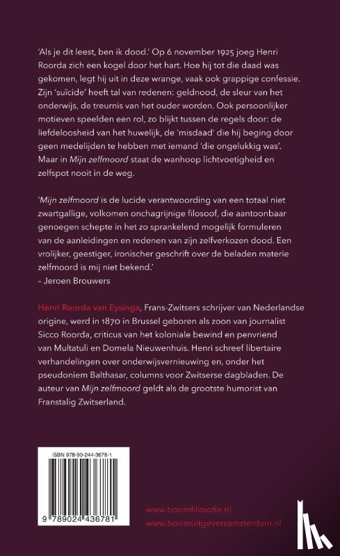 Roorda van Eysinga, Henri - Mijn zelfmoord