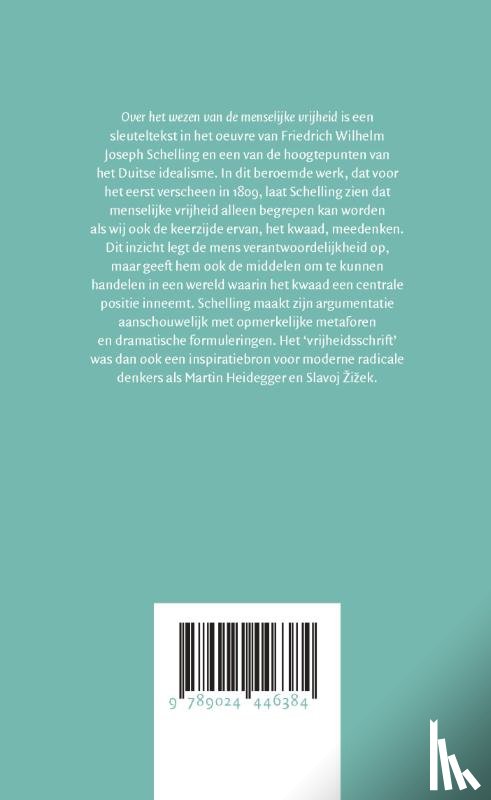 Schelling, Friedrich Wilhelm Joseph - Over het wezen van de menselijke vrijheid