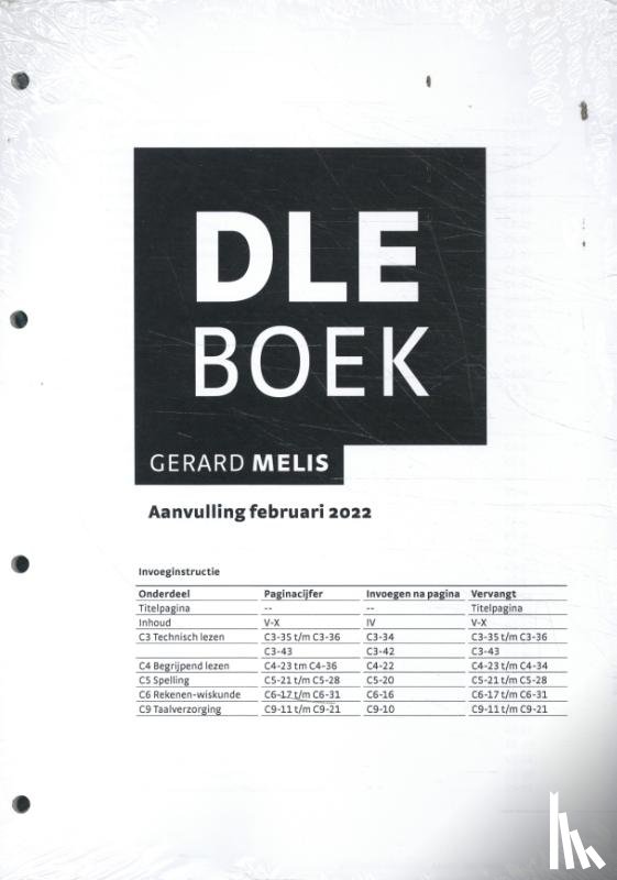 Melis, Gerard - DLE Boek: aanvulling februari 2022