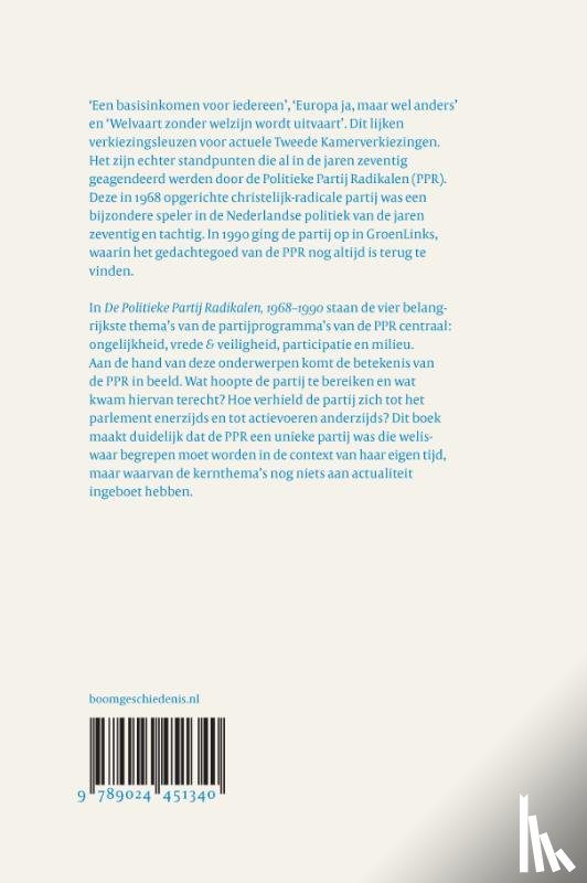 Belt, Cristoph van den, Krabbendam, Hans, Meurs, Wim van, Oprel, Marieke - De Politieke Partij Radikalen, 1968-1990