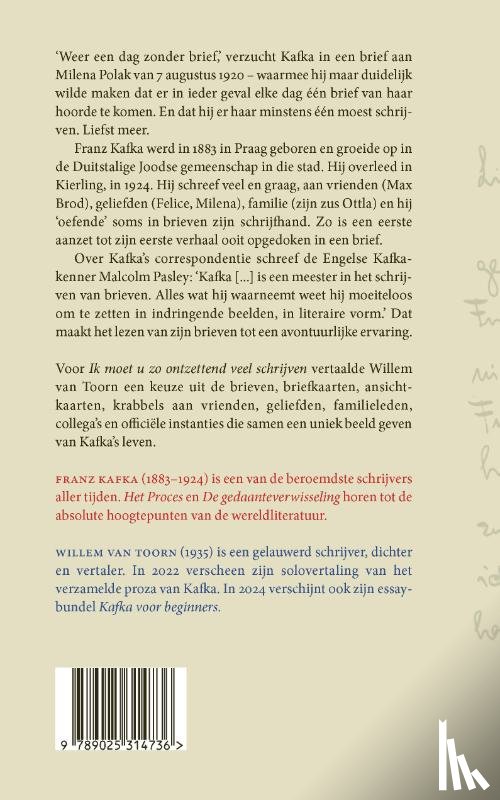 Kafka, Franz - Ik moet u zo ontzettend veel schrijven