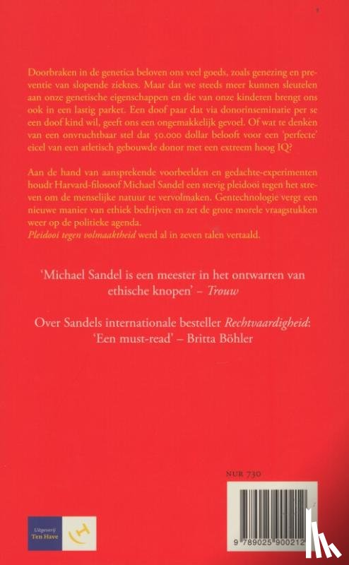 Sandel, Michael J. - Pleidooi tegen volmaaktheid