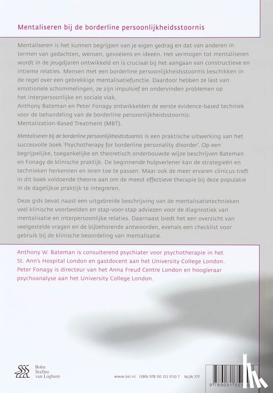 Fonagy, P., Bateman, A. - Mentaliseren bij de borderline persoonlijkheidsstoornis