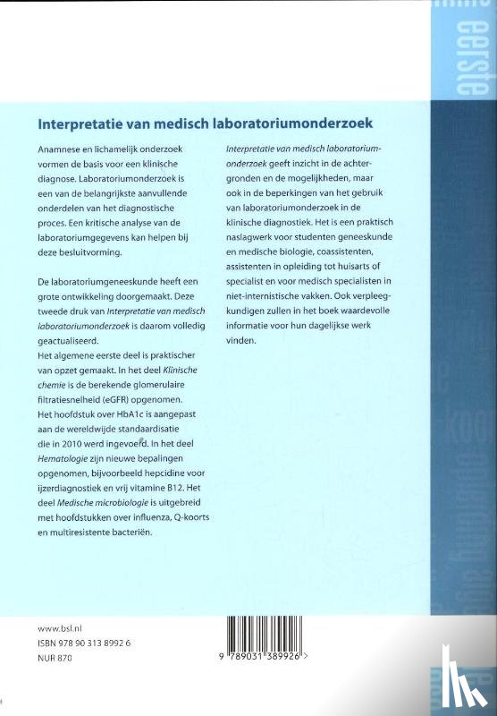 Hoffmann, J.J.M.L., Peters, F.P.A.M.N., Schneeberger, P.M., Slabbers, G.H.P.R. - Interpretatie van medisch laboratoriumonderzoek
