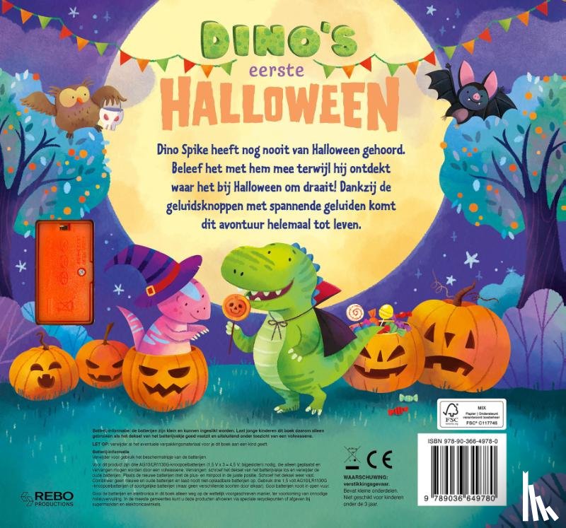 Hemsley, Eleanor, Campling, Hannah - Dino's eerste Halloween - 11 geluidenboek
