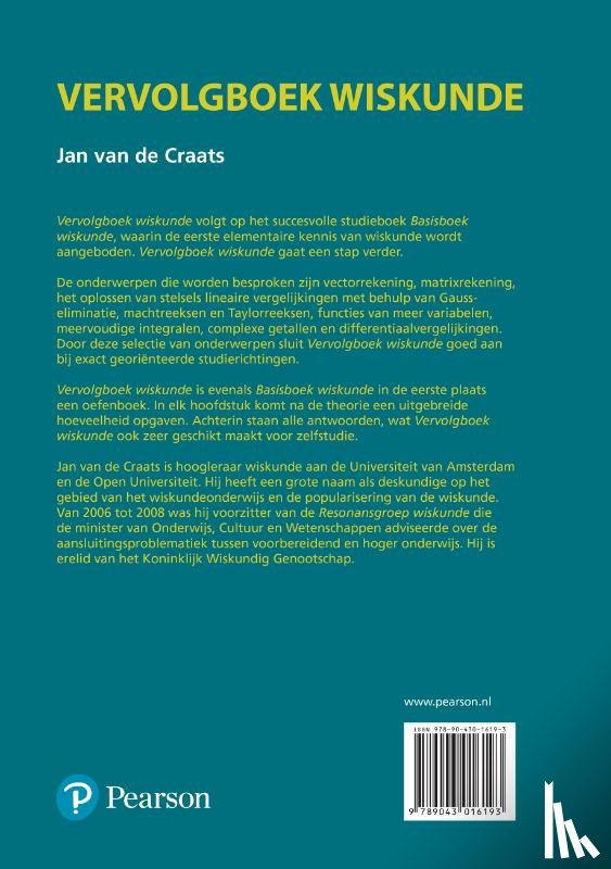 Craats, Jan van de - Vervolgboek wiskunde