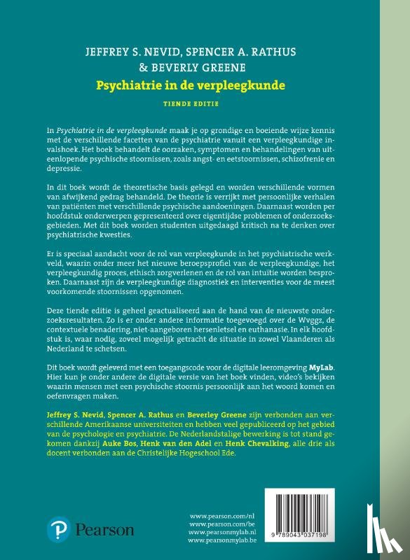 Nevid, Jeffrey S., Ratrhus, Spencer A., Greene, Beverly - Psychiatrie in de verpleegkunde