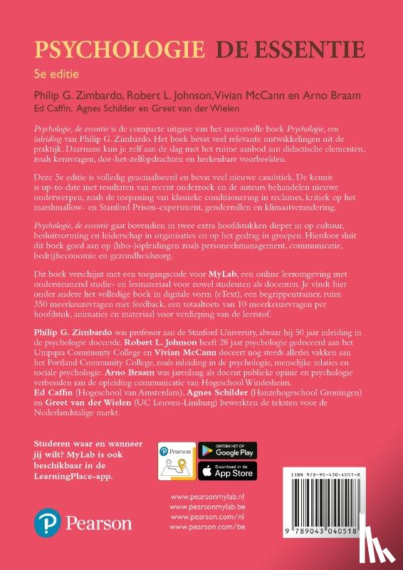 Zimbardo, Philip G., Johnson, Robert L., McCann, Vivian, Braam, Arno - Psychologie, de essentie, 5e editie met MyLab NL