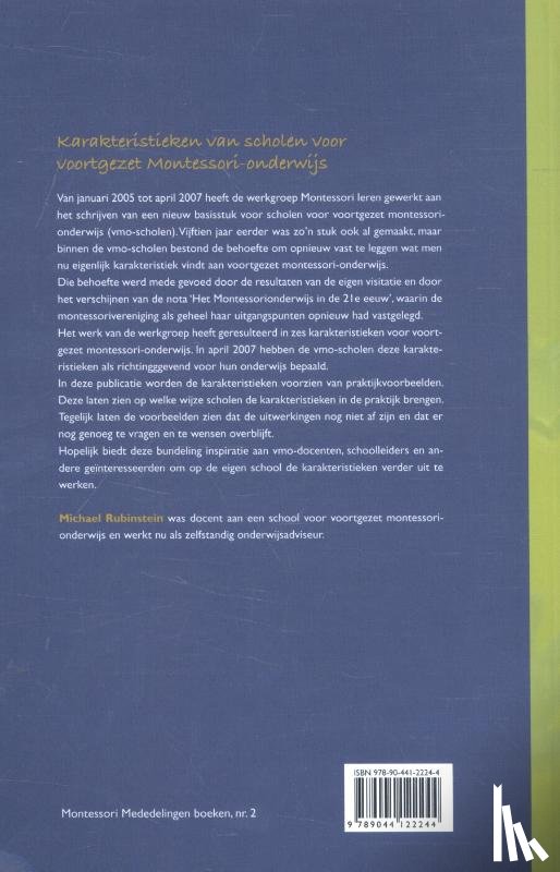  - Karakteristieken van scholen voor voortgezet montessori-onderwijs