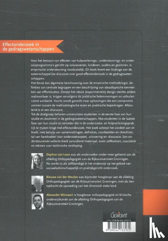 Loon, Daphne van, Meulen, Bieuwe F. van der, Minnaert, Alexander E.M.G. - Effectonderzoek in de gedragswetenschappen.