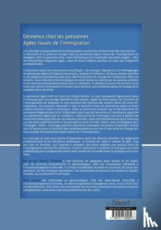 Berdai Chaouni, Saloua, Claeys, Ann - Démence chez les personnes âgées issues de l’immigration