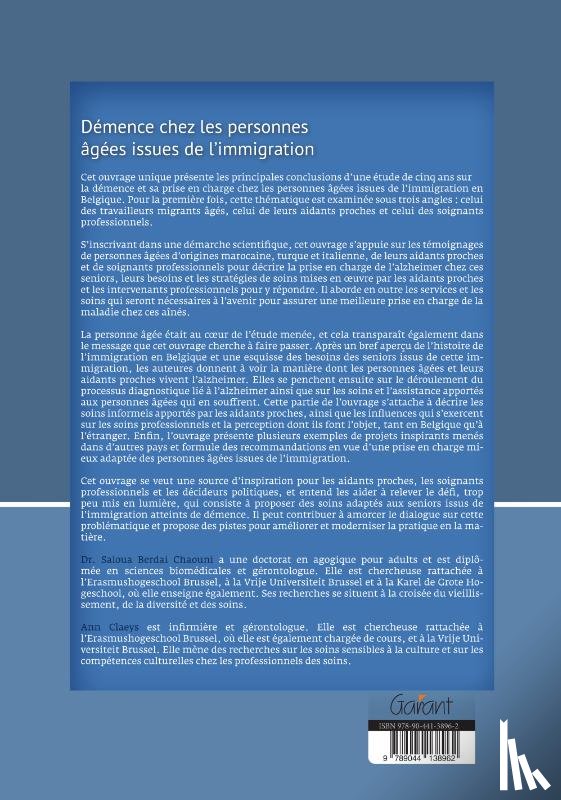 Berdai Chaouni, Saloua, Claeys, Ann - Démence chez les personnes âgées issues de l’immigration