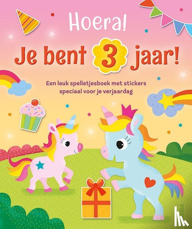 ZNU - Hoera! Je bent 3 jaar! Eenhoorns - Een leuk spelletjesboek met stickers speciaal voor je verjaardag