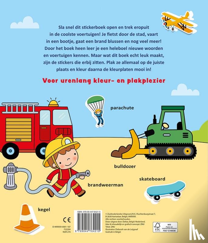 ZNU - Kleur- en stickerboek met woordjes - Allemaal voertuigen (3-5 j.)