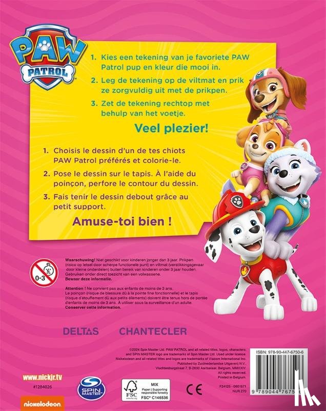  - Paw Patrol prikblok (roze)