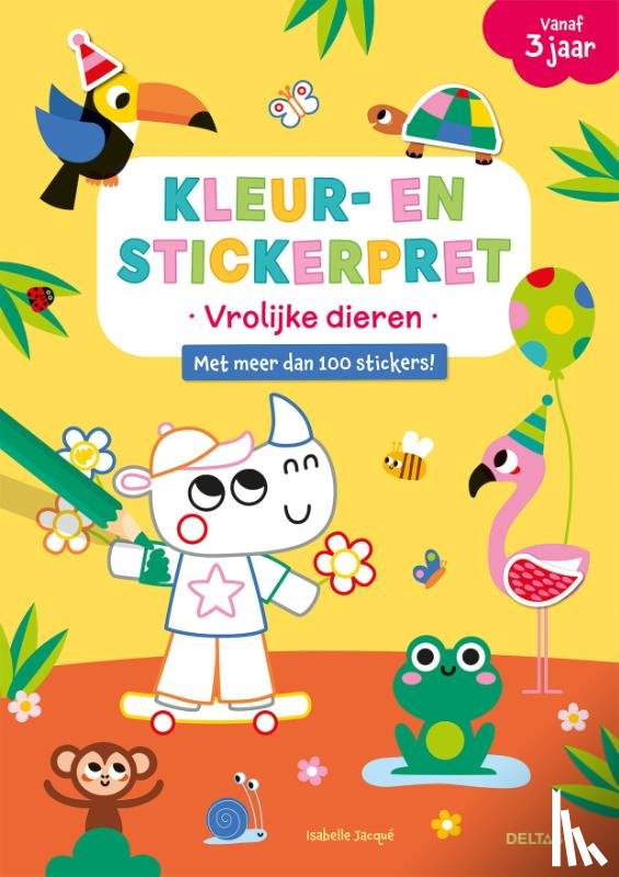 JACQUÉ, ISABELLE - Kleur- en stickerpret - Vrolijke dieren (vanaf 3 jaar)