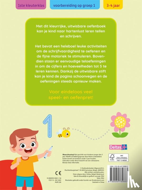 ZNU - Oefenpret met uitwisbare stift - Schrijf- en telspelletjes (3-4 j.)