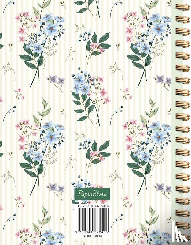 ZNU - Floral Stripes spiraalboek groot (lijnen) / Floral Stripes notebook Carnet à spirale (ligné)