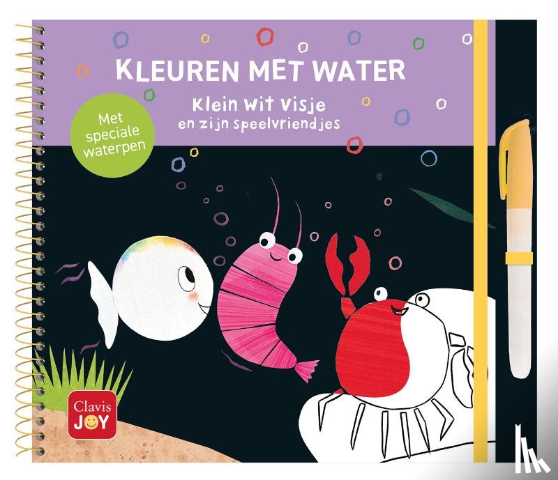  - Kleuren met water. Klein wit visje en zijn speelvriendjes