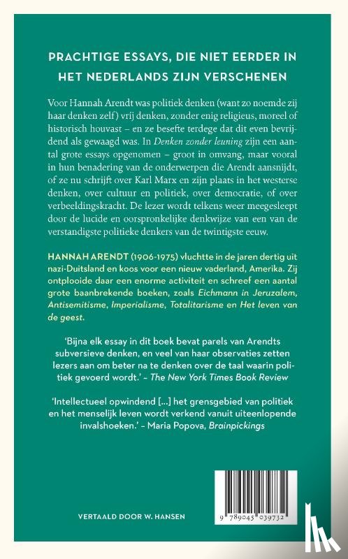 Arendt, Hannah - Denken zonder leuning
