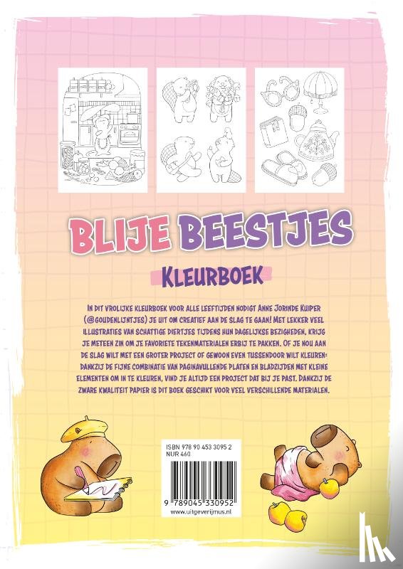 Kuiper, Anne Jorinde - Gouden Lijntjes Blije Beestjes kleurboek