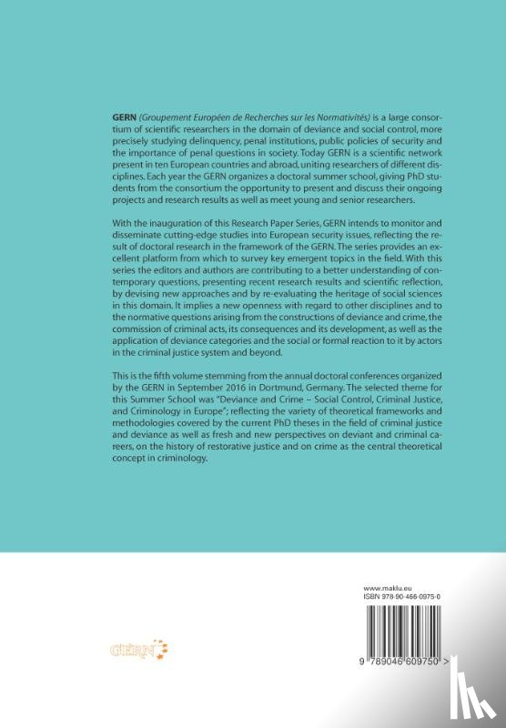 Groenemeyer, Axel, Gayet-Viaud, Carole, Meško, Gorazd, Ponsaers, Paul, Shapland, Joanna - Deviance and Crime – Social Control, Criminal Justice, and Criminology in Europe