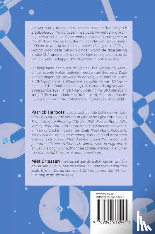 Herbots, Patrick, Driessen, Miet - Forensische DNA-analyse in strafzaken