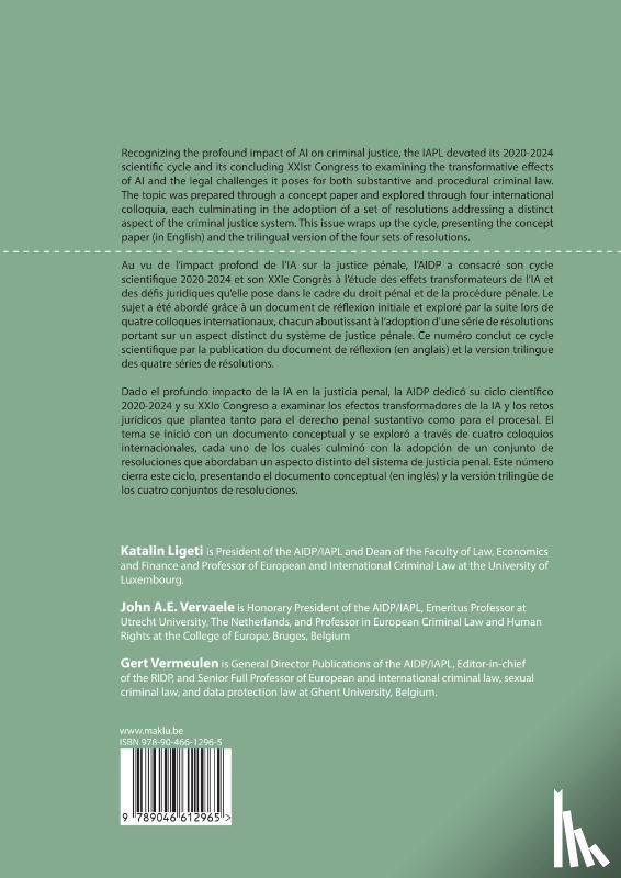 Ligeti, Katalin, Vervaele, John, Vermeulen, Gert - Artificial intelligence and criminal justice
