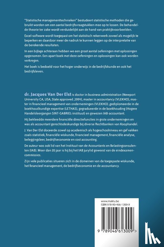 Van Der Elst, Jacques - Statistische managementtechnieken