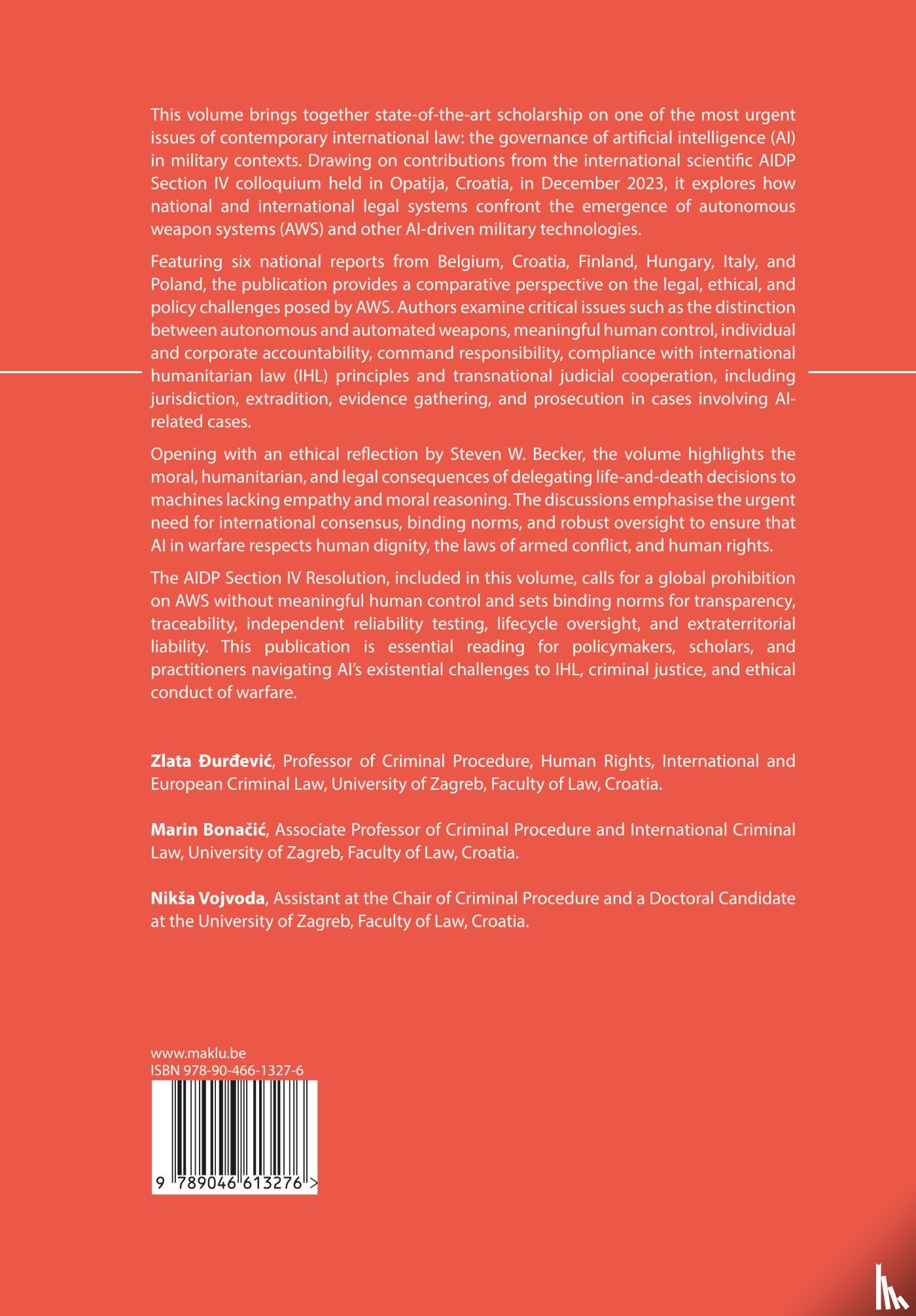 Bonačić, Marin, Vojvoda, Nikša - International Perspectives on AI: Challenges for Judicial Cooperation and International Humanitarian and Criminal Law