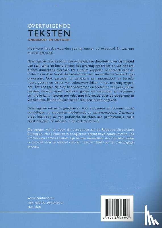 Hoeken, Hans, Hornikx, Jos, Hustinx, Lettica - Overtuigende teksten