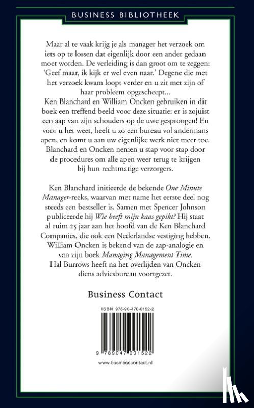 Blanchard, Ken, Oncken Jr, William, Burrows, Hal - One Minute Manager en de apenrots