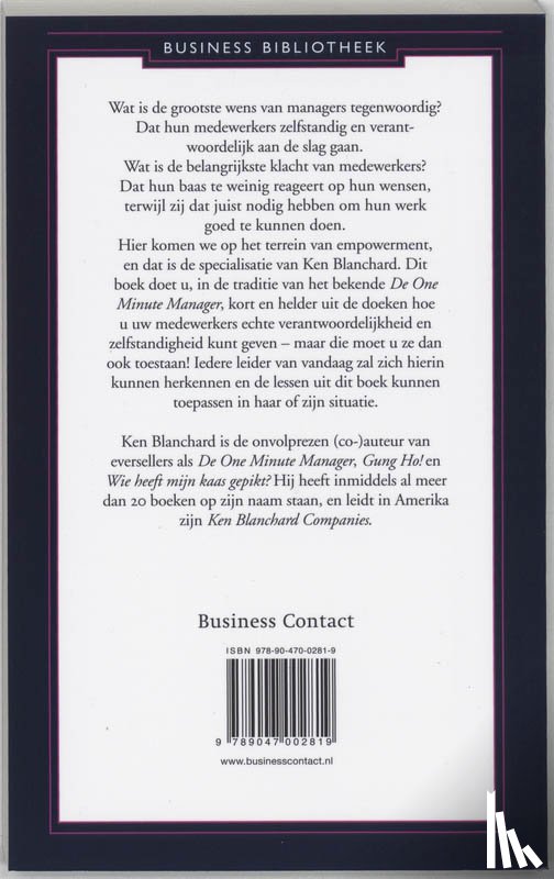Blanchard, Ken, Fowler, Susan, Hawkins, Laurence - Zelfleiderschap en de One-Minute Manager