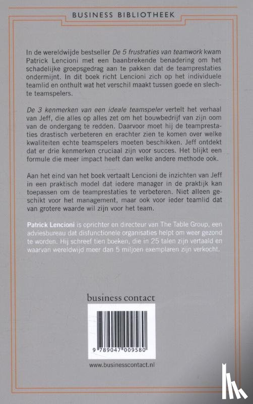 Lencioni, Patrick - De 3 kenmerken van een ideale teamspeler