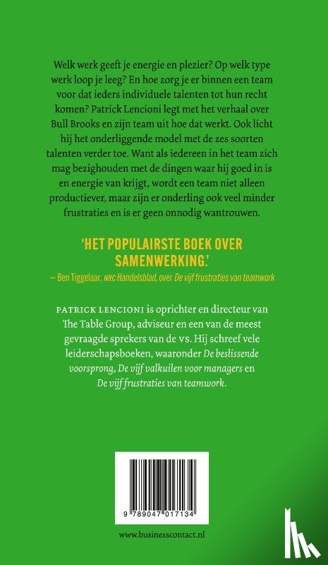 Lencioni, Patrick - De 6 talenten voor teamwork