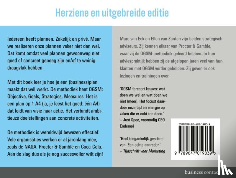 Eck, Marc van, Leenhouts, Ellen - Businessplan op 1 A4