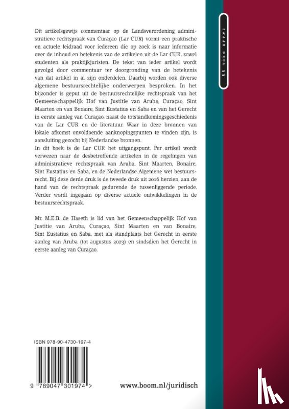 Haseth, M.E.B. de - Landsverordening administratieve rechtspraak Curaçao
