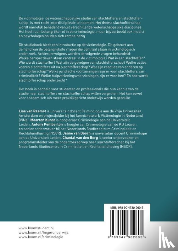 Pemberton, A., Kunst, M.J.J., Reemst, L. van, Doorn, A.J. van - Basisboek victimologie