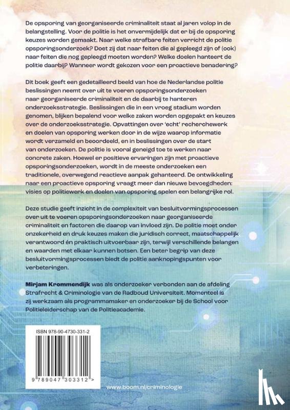 Krommendijk, Mirjam - Besluitvorming over opsporing vooraf