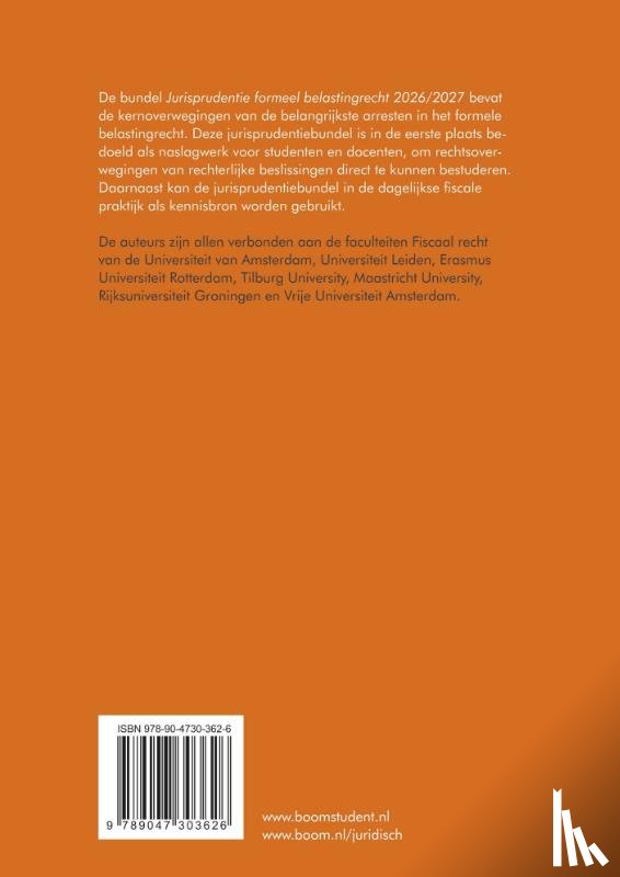 Bozia, K., Gorissen, N.H.A., Hout, M.B.A. van, Lammers, M.H.W.N., Nuyens, A.M.E., Pieterse, L.J.A., Poelmann, E. - Jurisprudentie Formeel Belastingrecht 2026/2027