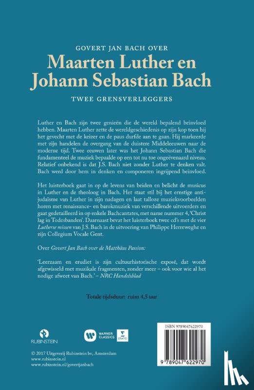 Bach, Govert Jan - Govert Jan Bach over Maarten Luther en Johann Sebastian Bach Twee grensverleggers