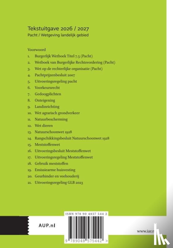 Rheinfeld, Jeroen - Pacht / Wetgeving landelijk gebied