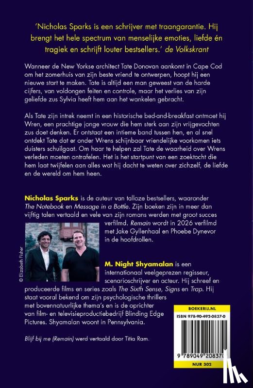 Sparks, Nicholas, Shyamalan, M. Night - Blijf bij me (Remain)