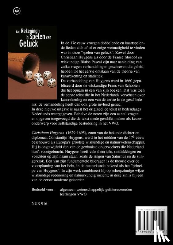 Huygens, C. - Van rekeningh in spelen van geluck