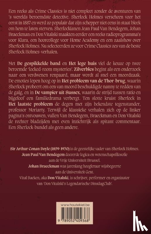 Sir Arthur Conan Doyle, Bendegem, Jean Paul Van, Braeckman, Johan, Don Vitalski - De elementaire Sherlock