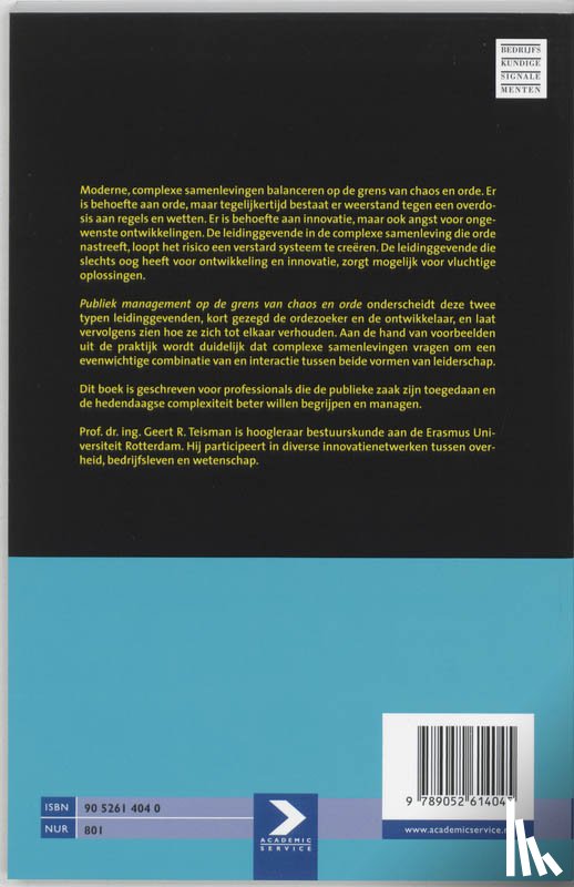 Teisman, G.R. - Publiek management op de grens van chaos en orde