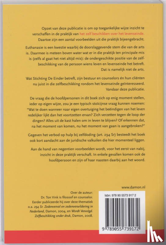 Vink, T. - Zelf over het Levenseinde beschikken