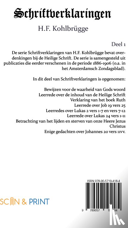 Kohlbrügge, H.F. - Schriftverklaringen 1