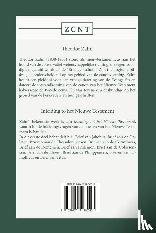 Zahn, Theodor - Inleiding tot het Nieuwe Testament