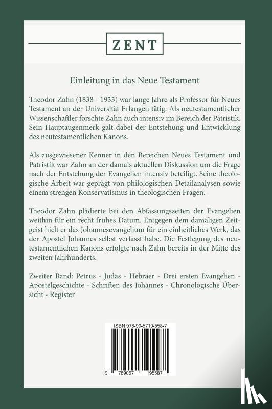 Zahn, Theodor - Einleitung in das Neue Testament